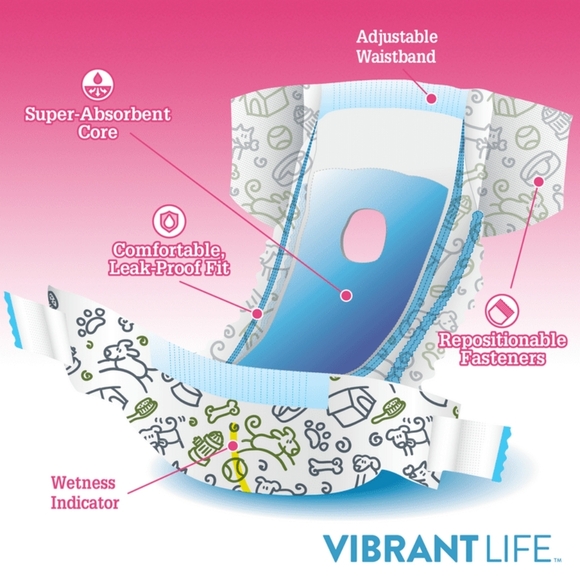 🆕Vibrant Life Female Dog Diapers - XS - 12 Count (8"-12" Waist) - Picture 4 of 6